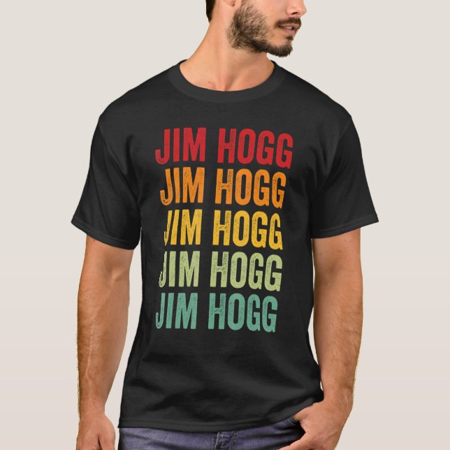 Jim Hogg County Texas Rainbow Text Design T-Shirt (Front)