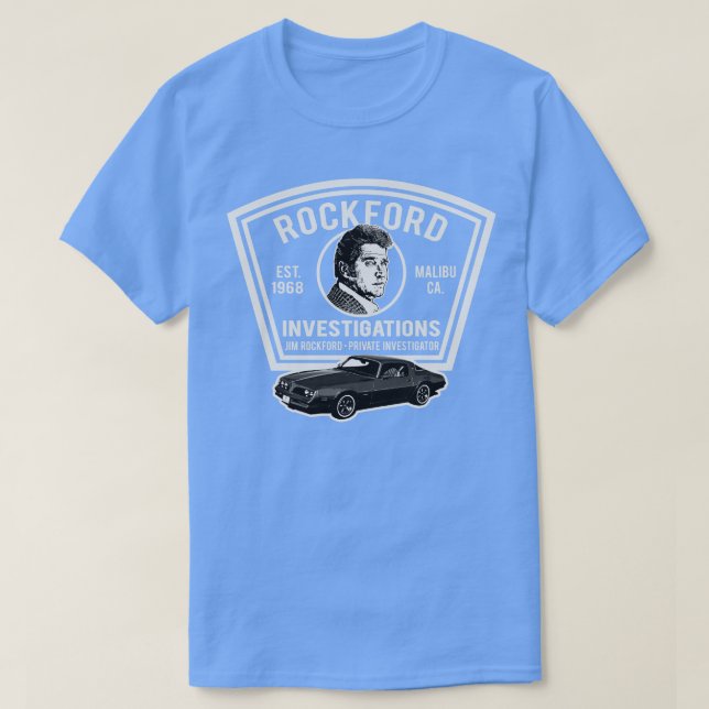 Jim Rockford Private Investigator Patch T-Shirt (Design Front)