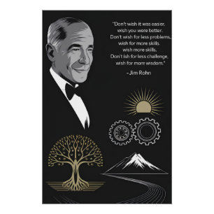 Jim Rohn Motivational Quote Poster Black and Gold