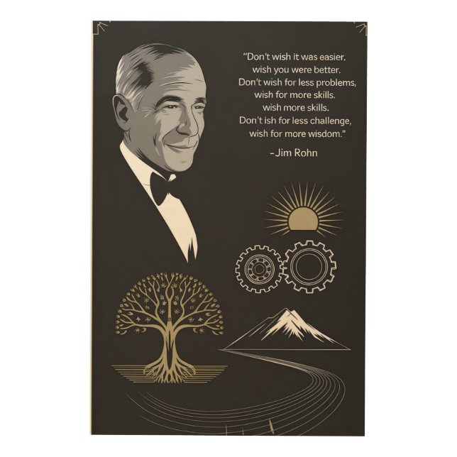 Jim Rohn Motivational Quote Poster Black and Gold (Front)
