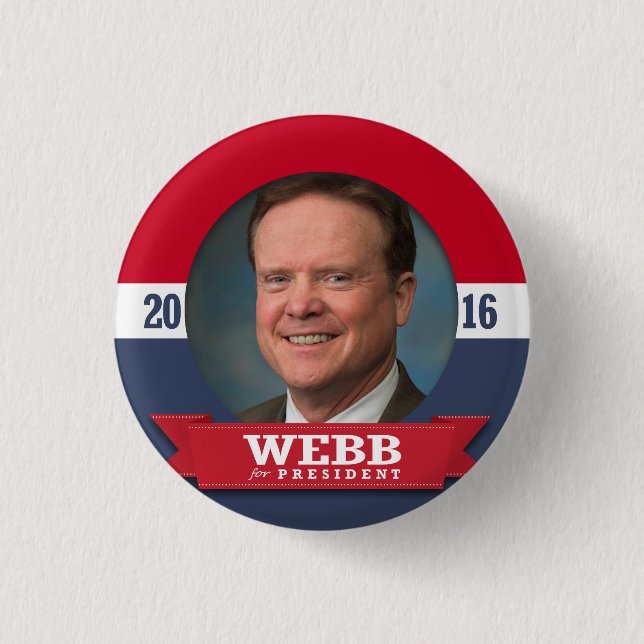 JIM WEBB 2016 PINBACK BUTTON (Front)