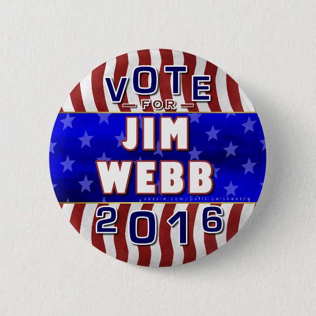 Jim Webb President 2016 Election Democrat Pinback Button (Front)