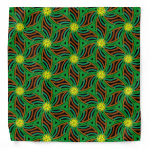 Jimette Bandana Design green brown yellow on black