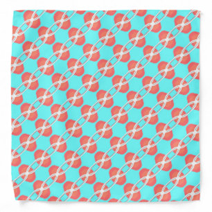 Jimette Bandana Design turquoise and white rose.
