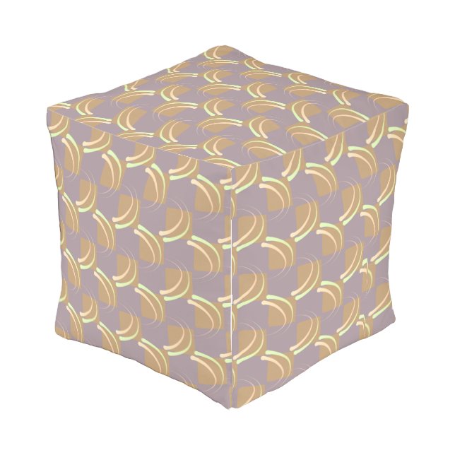 Jimette Design gray coffee with milk cube pillow (Angled Back)
