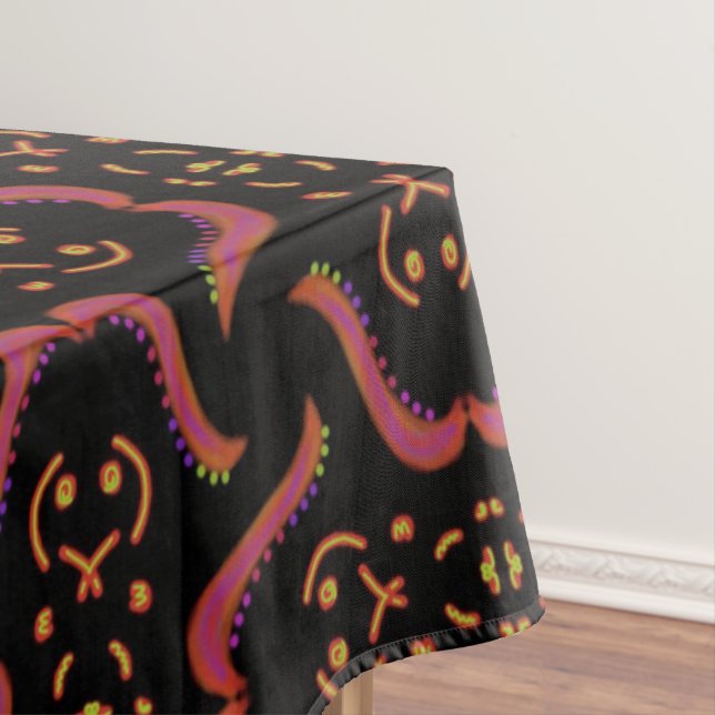 Jimette Design orange black rose tablecloth (In Situ)