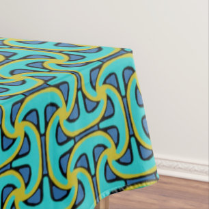 Jimette Design yellow black and turquoise tableclo Tablecloth
