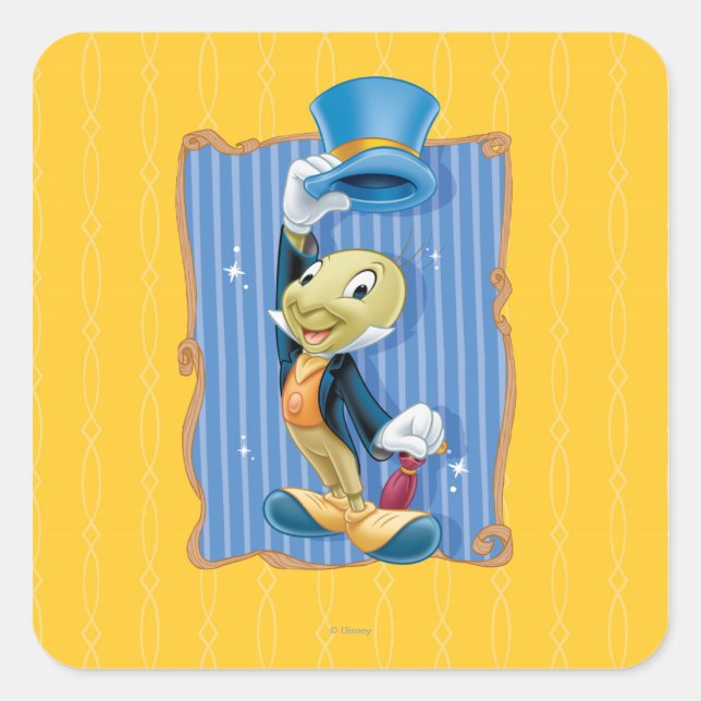 Jiminy Cricket Lifting His Hat Square Sticker (Front)