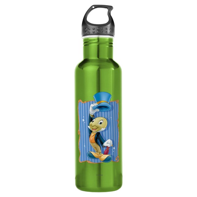Jiminy Cricket Lifting His Hat Stainless Steel Water Bottle (Front)