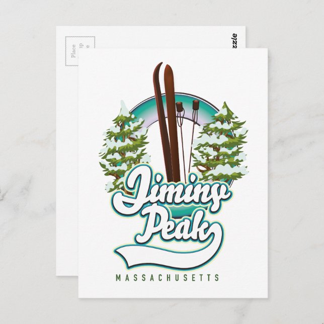 jiminy peak massachusetts ski logo postcard (Front/Back)