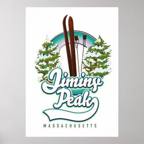 jiminy peak massachusetts ski logo poster