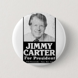 Jimmy Carter Distressed Black And White Button