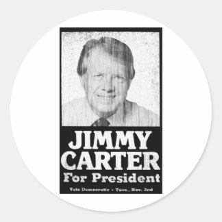 Jimmy Carter Distressed Black And White Classic Round Sticker