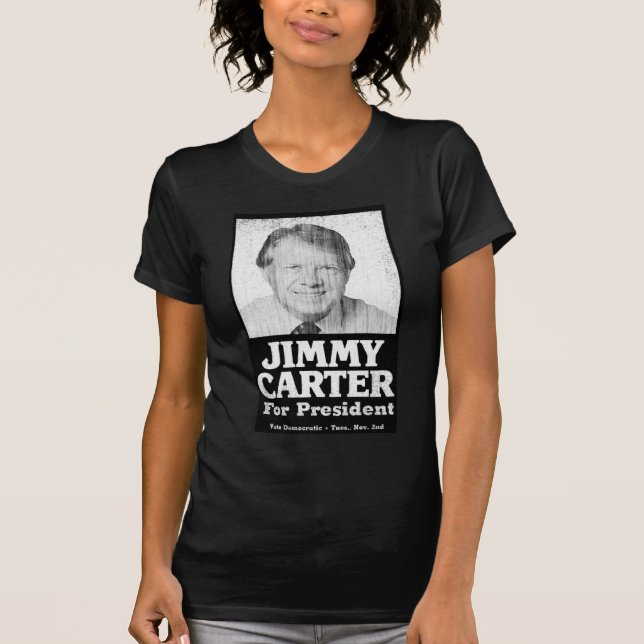 Jimmy Carter Distressed Black And White T-Shirt (Front)