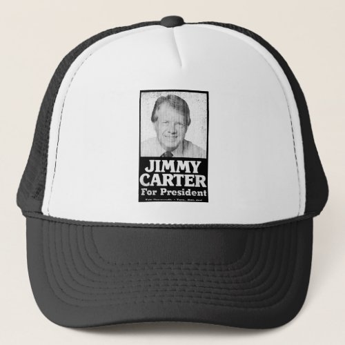 Jimmy Carter Distressed Black And White Trucker Hat