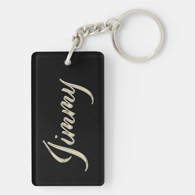 Jimmy Name whitegold key trailer Keychain (Back)