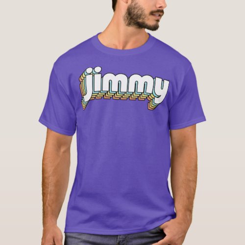 Jimmy Retro Rainbow Typography Faded Style T_Shirt