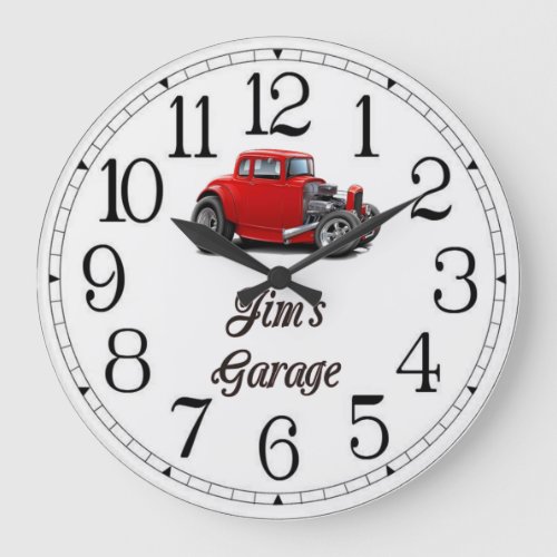 Jims Hot Rod Garage Large Clock