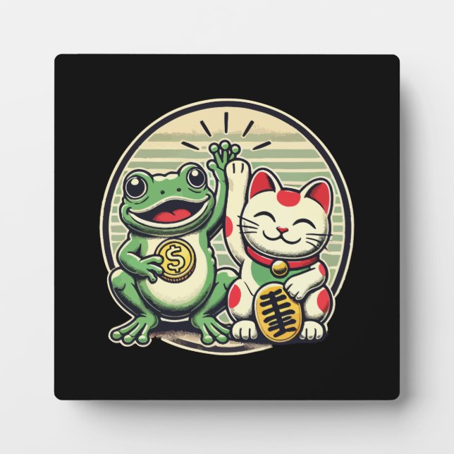 Jin Chan and Maneki Neko - Luck and Prosperity Plaque (Front)