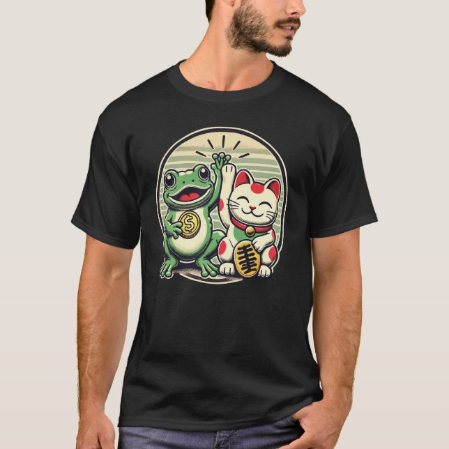 Jin Chan and Maneki Neko - Luck and Prosperity T-Shirt (Front)