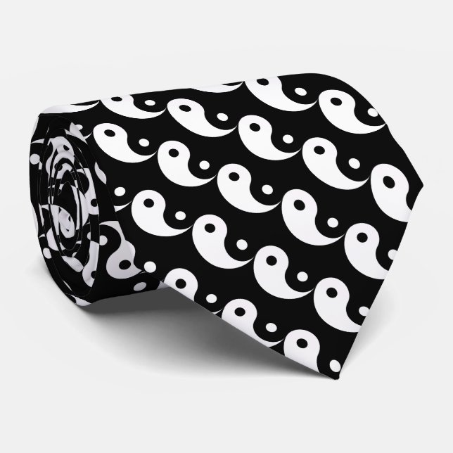 JIN JANG  Black White Neck Tie (Rolled)