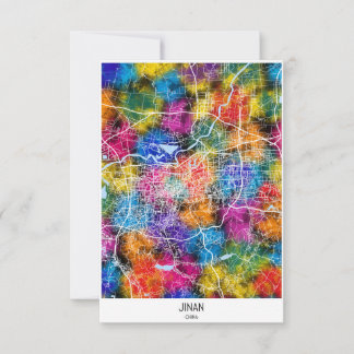 Jinan China City Map Thank You Card
