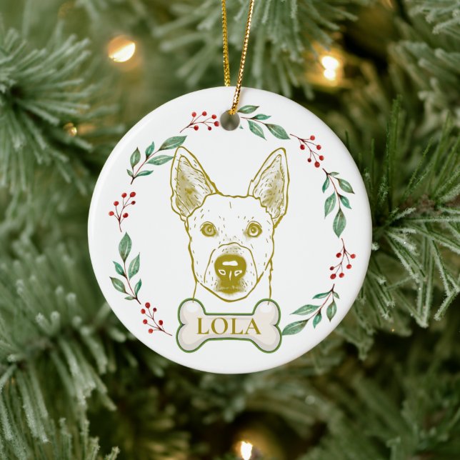 Jindo Dog Personalized Hand Drawing Ceramic Ornament (Tree)