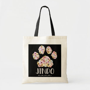 Jindo Mama Floral Paw Dog Mom  Tote Bag
