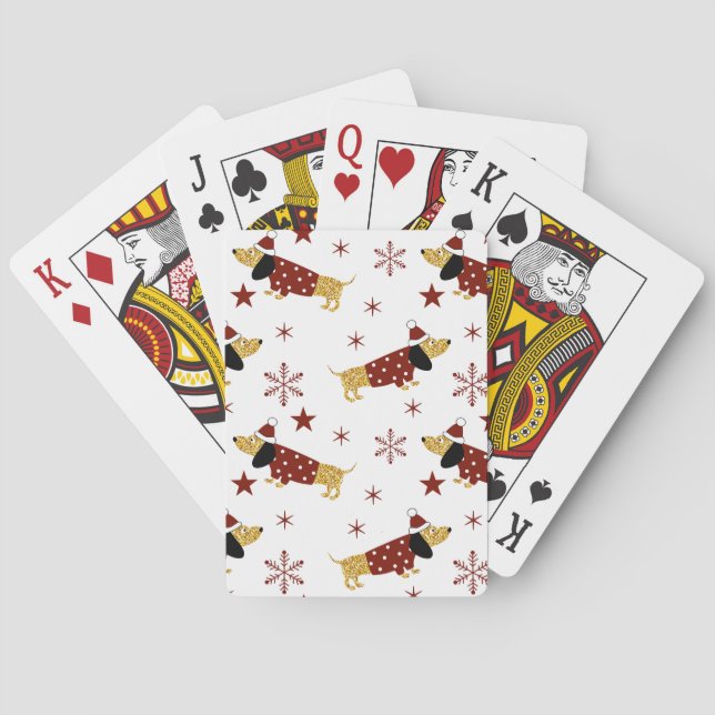 Jingle All the Dachshund Way Poker Cards (Back)