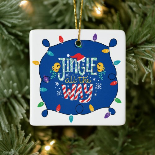 Jingle all the way add your photo Christmas tree Ceramic Ornament