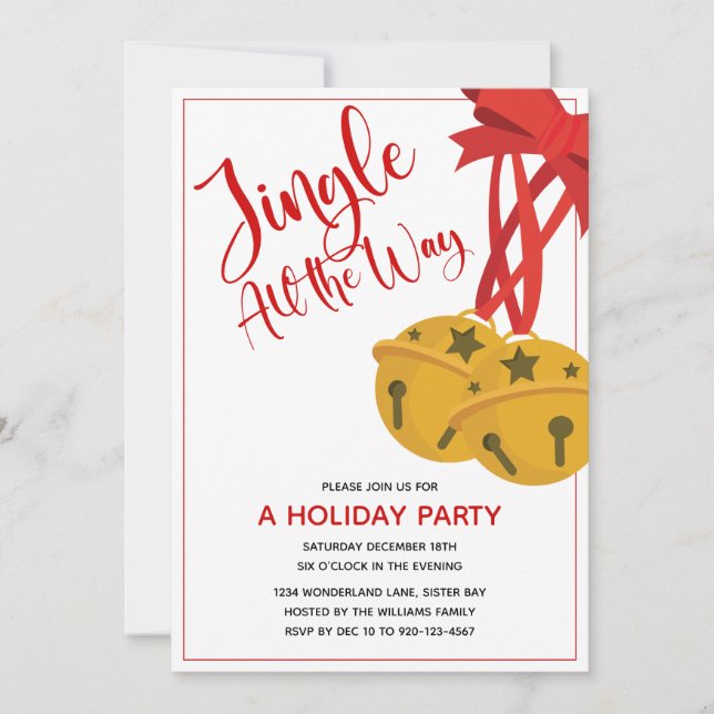 Jingle All The Way Bells Holiday Party Invitation (Front)