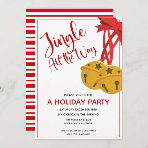 Jingle All The Way Bells Holiday Party Invitation