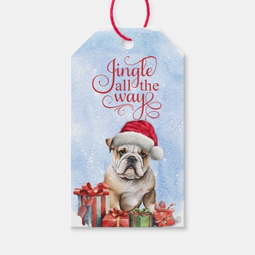 Jingle All the Way Bulldog Christmas Gift Tags