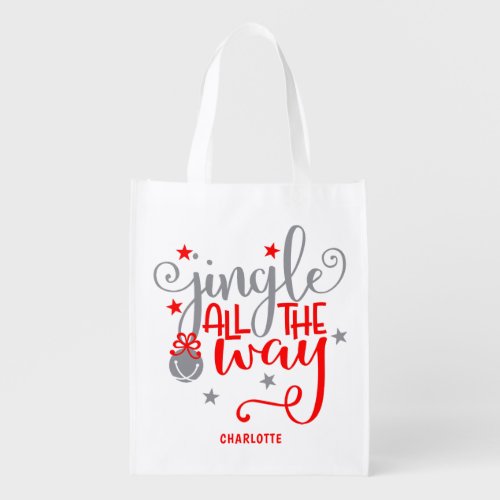 Jingle All The Way Christmas Bells Grocery Bag