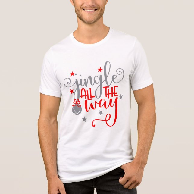 Jingle All The Way Christmas Bells Tri-Blend Shirt (Front)