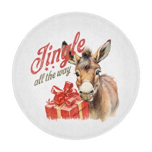Jingle All the Way Christmas Farm Donkey Cutting Board