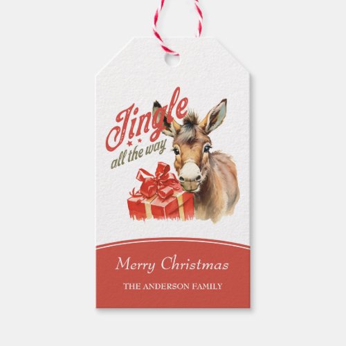Jingle All the Way Christmas Farm Donkey Gift Tags