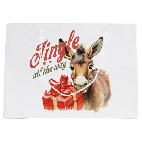 Jingle All the Way Christmas Farm Donkey Large Gift Bag