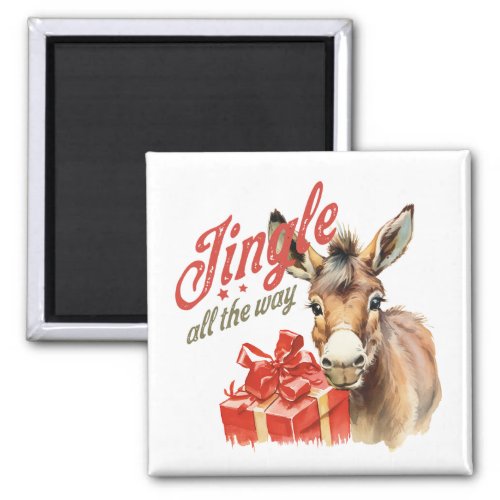 Jingle All the Way Christmas Farm Donkey Magnet