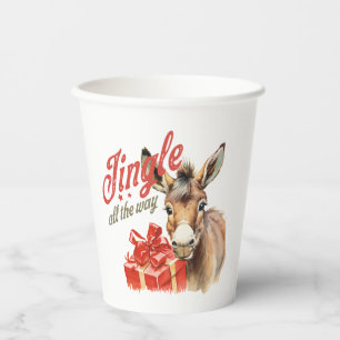 Jingle All the Way Christmas Farm Donkey Paper Cups
