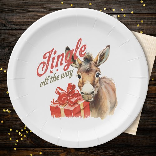 Jingle All the Way Christmas Farm Donkey Paper Plates
