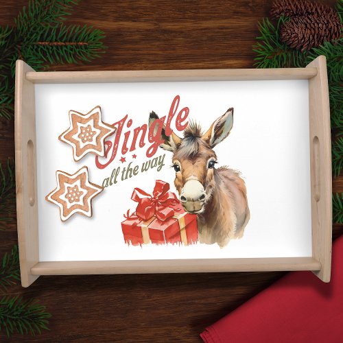 Jingle All the Way Christmas Farm Donkey Serving Tray
