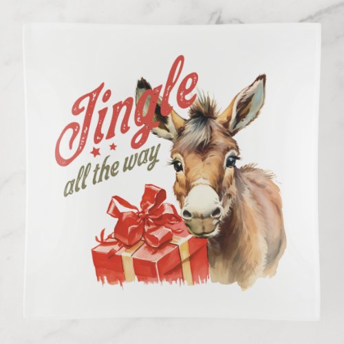 Jingle All the Way Christmas Farm Donkey Trinket Tray