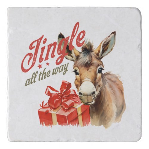 Jingle All the Way Christmas Farm Donkey Trivet