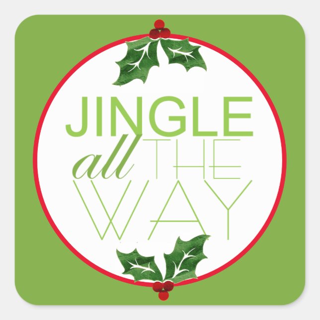 Jingle All the Way Christmas Holiday Square Sticker (Front)