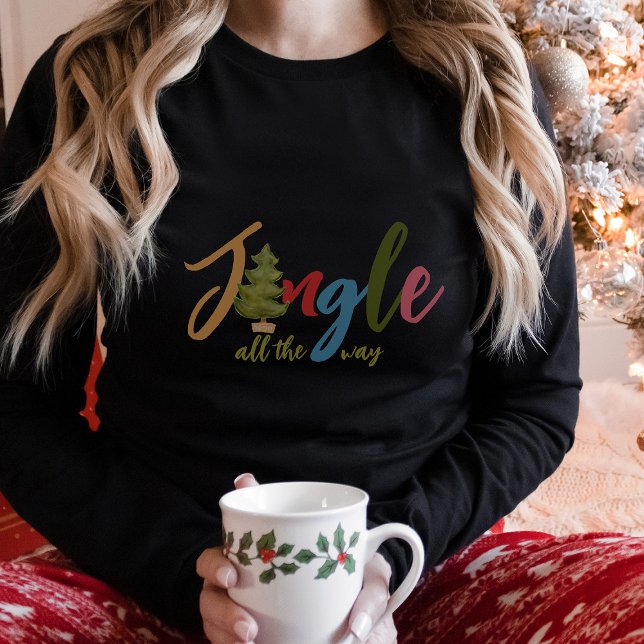 Jingle all the Way Christmas Holiday Typography  T-Shirt (Creator Uploaded)