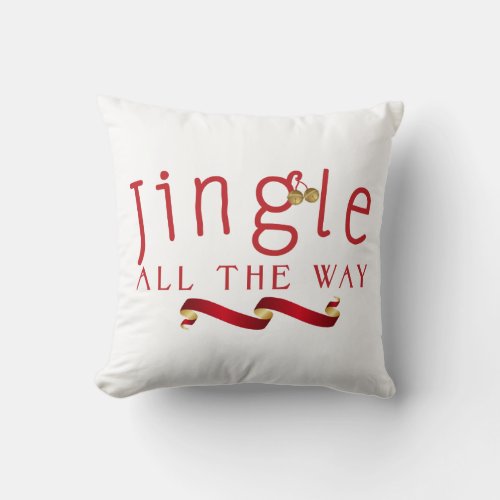 JINGLE ALL THE WAY Christmas Stripe Throw Pillow
