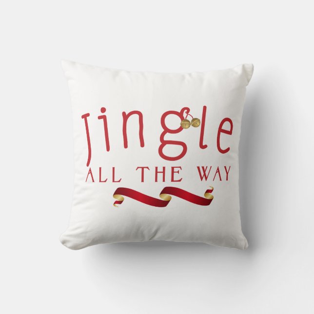 JINGLE ALL THE WAY Christmas Stripe Throw Pillow (Front)