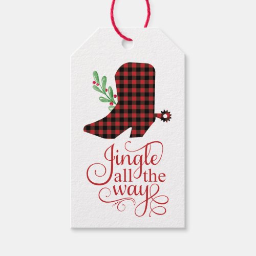 Jingle All the Way Cowboy Boot Christmas Gift Tags