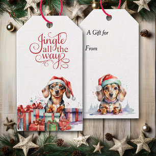 Jingle All the Way Dachshund Dog Christmas Gift Tags